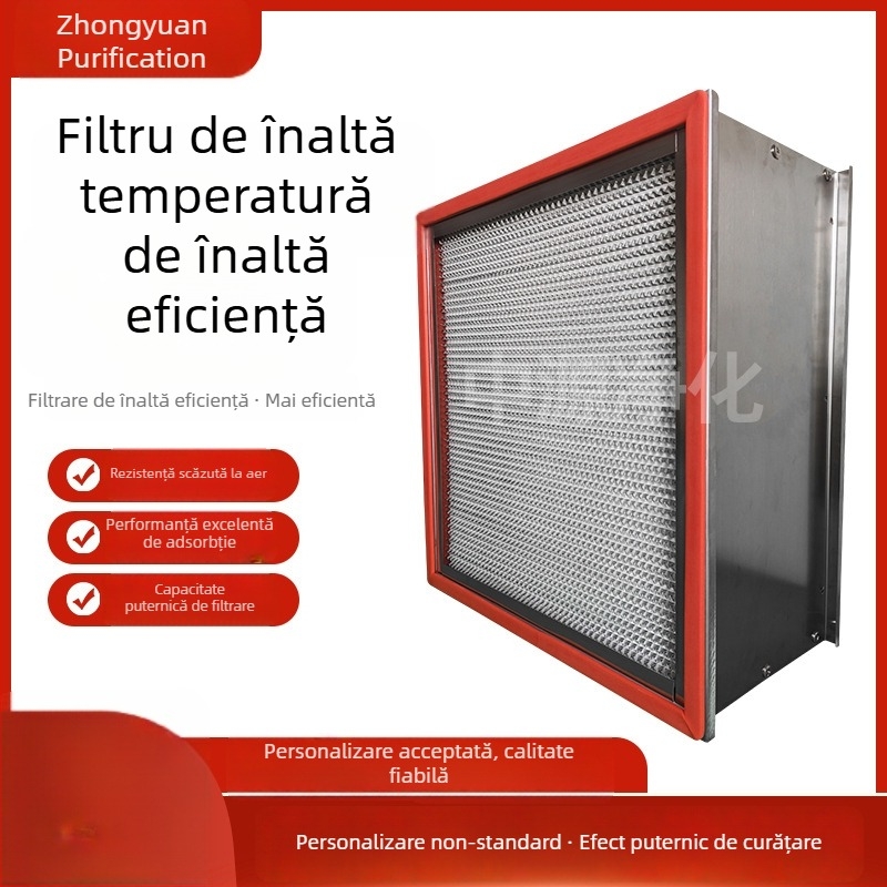 Filtru rezistent la temperaturi înalte, înaltă eficiență, tip W pentru alimentare cu aer, protecție împotriva prafului, cu sau fără separatoare, element de filtrare rezistent la temperaturi înalte