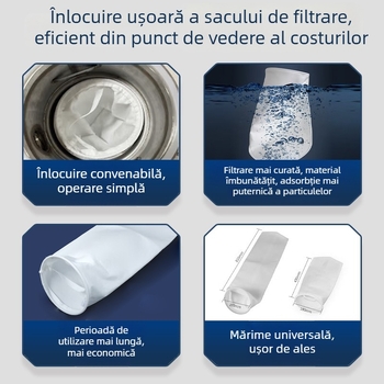 Filtru de pungă din oțel inoxidabil 304 pentru apă uzată industrială, sediment, prefiltru pentru benzină și motorină, debit mare, filtrare de precizie