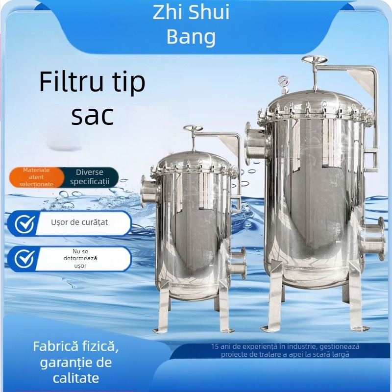 Filtru de pungă din oțel inoxidabil 304 pentru apă uzată industrială, sediment, prefiltru pentru benzină și motorină, debit mare, filtrare de precizie