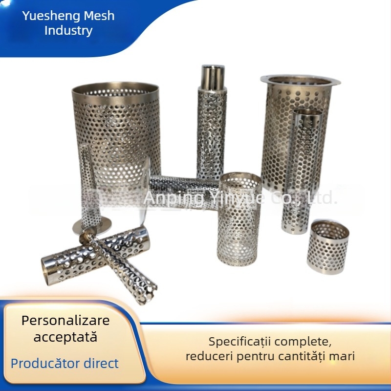 Filtru din oțel inoxidabil 304 cu plasă filtrantă cu flanșă, elemente cilindrice și conice, destinat sudării în mai multe straturi, material 316
