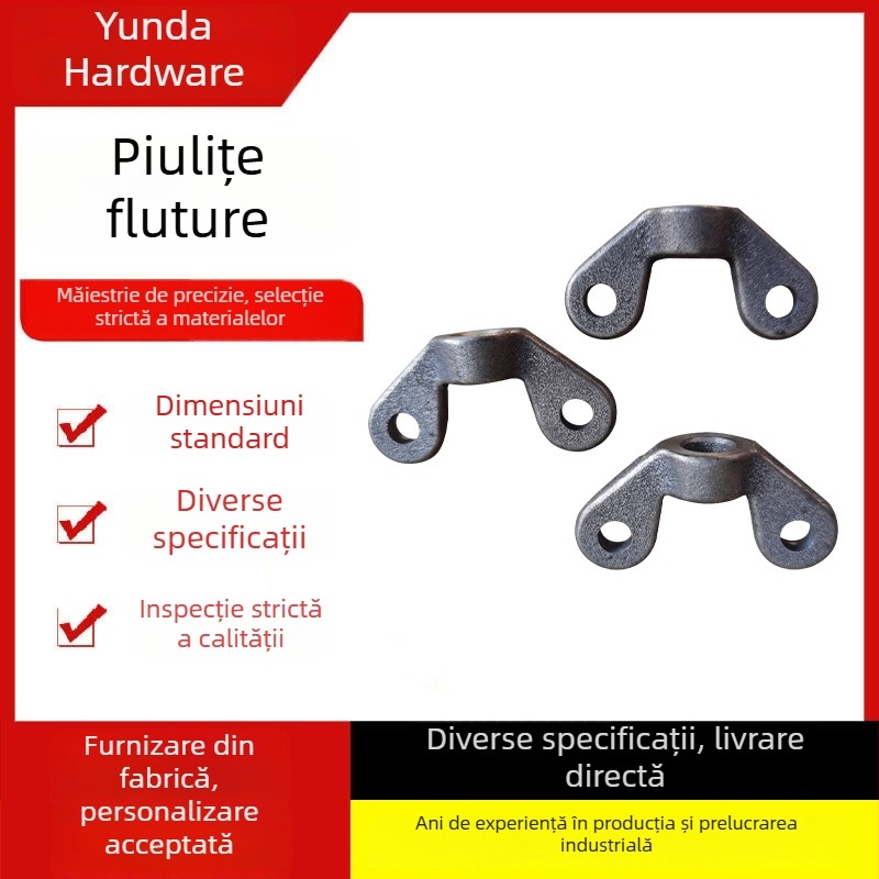 Piuliță fluture din oțel carbon, turnată, îngroșată, strânsă manual
