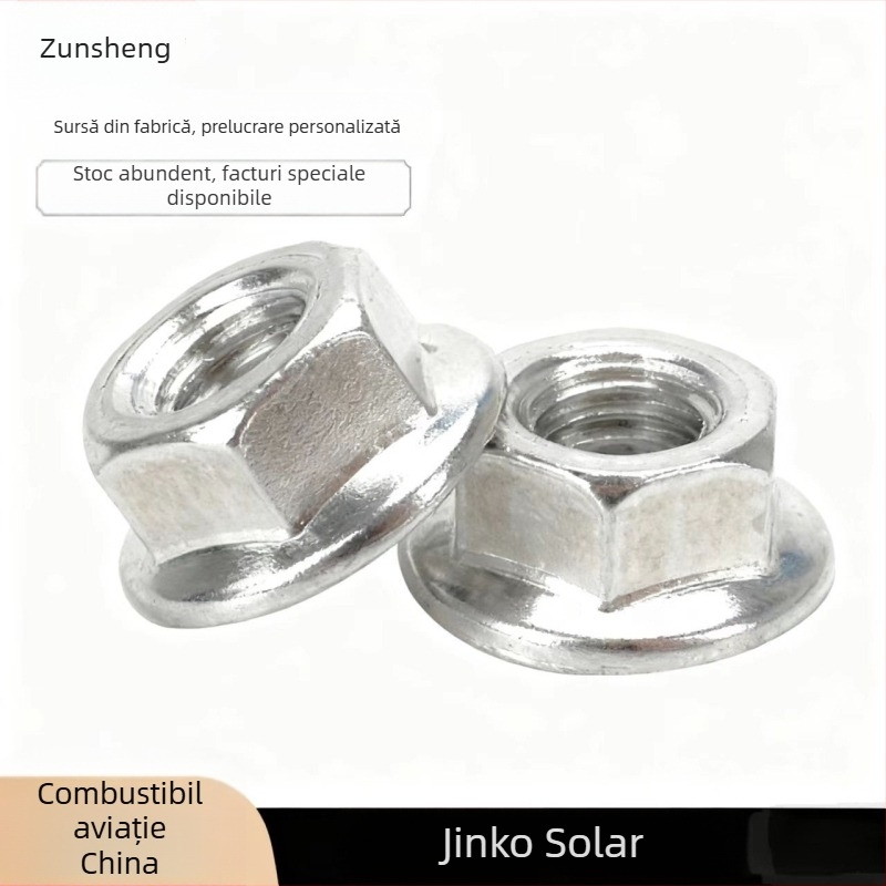Piuliță flanșă hexagonală din aliaj de aluminiu 6061, cu inserție anti-derapantă, pentru M4–M12