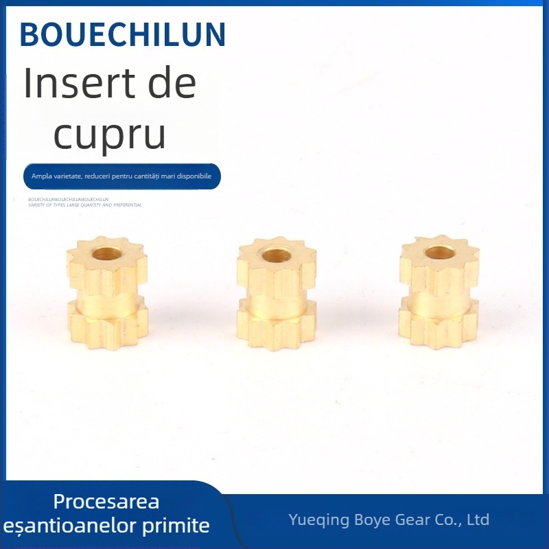 Inserție din cupru cu nervuri, piuliță din cupru turnată prin injecție, piuliță decorativă, piesă din cupru cu un singur pasaj
