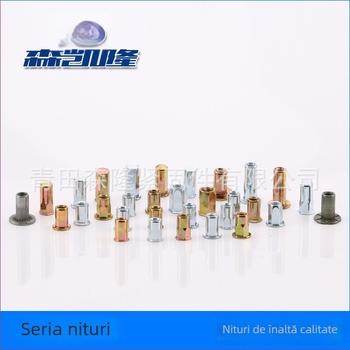 M6x14 piuliță rivet, cap conic și profil canelat, oțel carbon galvanizat