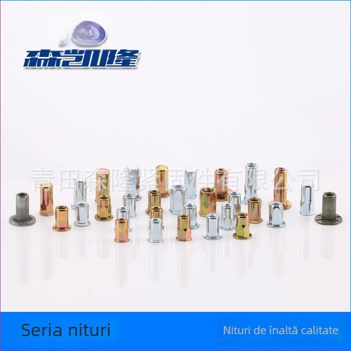 M6x14 piuliță rivet, cap conic și profil canelat, oțel carbon galvanizat