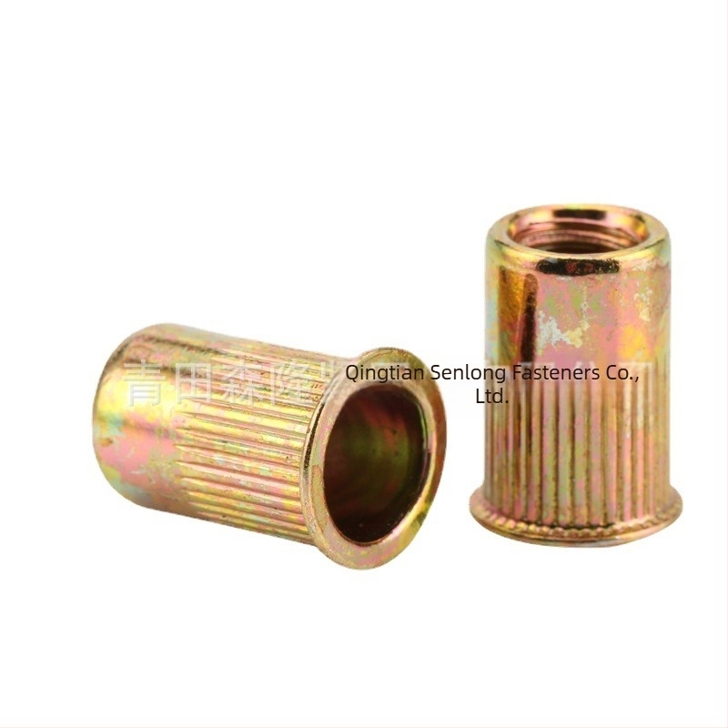 M6x14 piuliță rivet, cap conic și profil canelat, oțel carbon galvanizat
