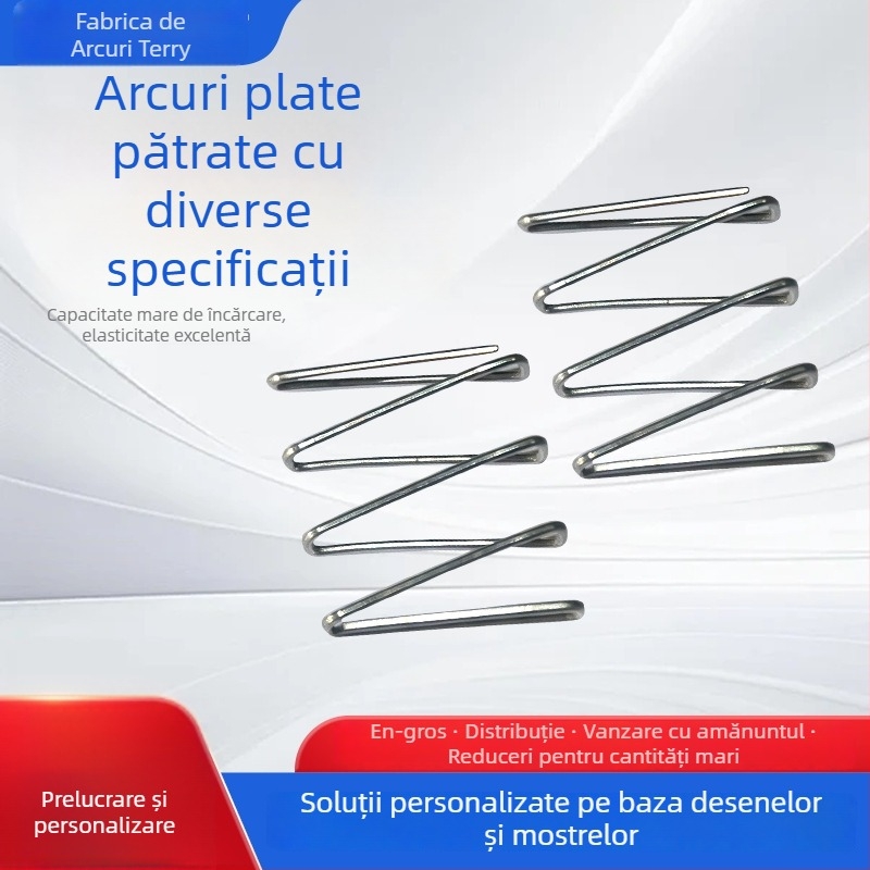 Arcuri plate, cu forme rectangulare și trapezoidale, arcuri lungi de compresie pentru scări de copii și perne de șezut.