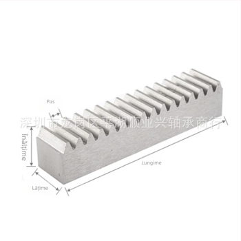 Șină din nylon POM cu dinți înclinați, tratată prin călire, executată după desen, variante de matrițe 1, 1,5, 2, 2,5, 3 și 4.