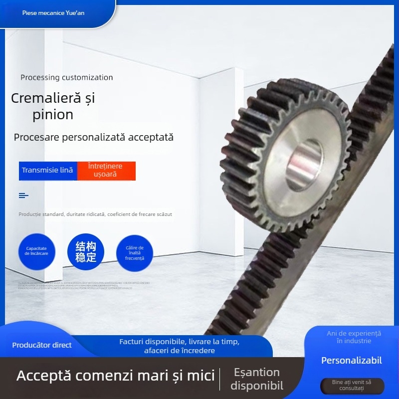 Șină dinți din oțel 45#, industrială, cu precizie înaltă, dinți frezați ne-standard, cu șină dreaptă și ghidaj