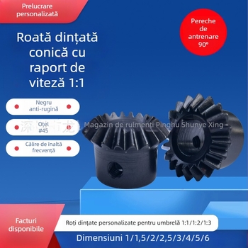 Roată dinți conici elicoidal, personalizată, 45°, raport 1:1, dinți prelucrați