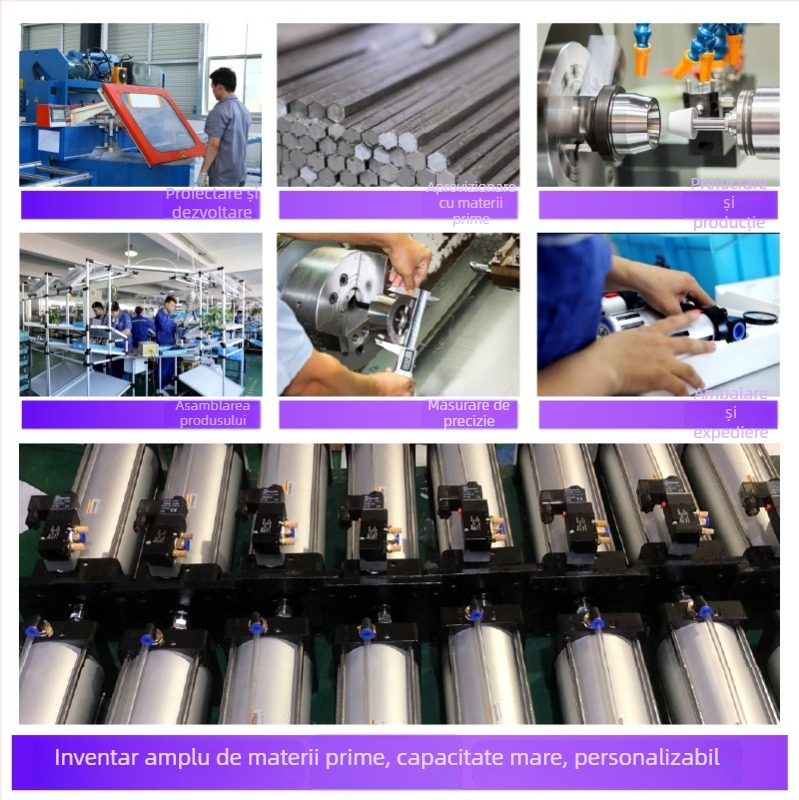 Cilindru pneumatic din oțel inoxidabil 304, acțiune dublă, diametru 25 mm, cursă până la 15000 mm, cuplă mare, proiectat după desen
