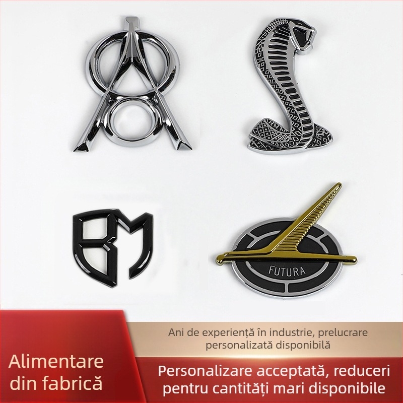 Emblemă auto din ABS personalizată, cu text în litere pentru clubul auto, formă specială