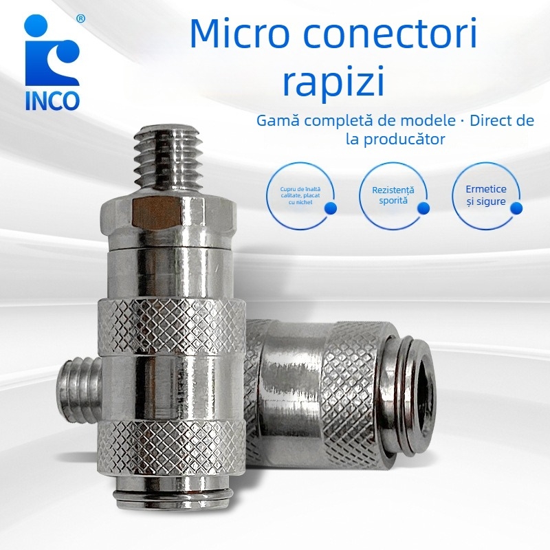 Yingke Conector WSMM pentru țevi de aer – Nichelat, Închis Unic, Segment Drept, Componentă Pneumatică de Înaltă Presiune