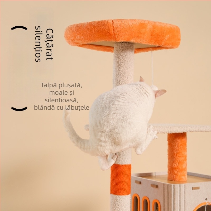 Meow Fairy Copac spațiu-eficient pentru pisici, cu copac din fetru, cuib pentru pisică și stâlp de zgâriere integrat — raft creativ pentru toate anotimpurile