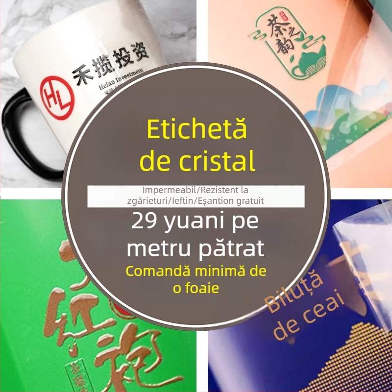Etichetă de transfer metalică cu cristal pentru logo, autocolant autoadeziv, efect cristal laser, anti-contrafacere, bază adeziv personalizată