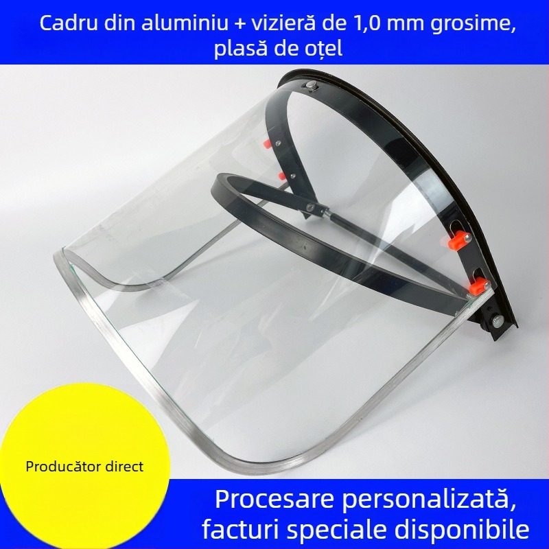 Cască de sudură cu ecran protector pentru față, suport din aliaj de aluminiu — protecție împotriva stropilor, rezistent la temperaturi înalte.
