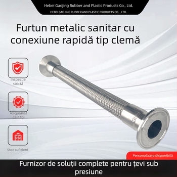Furtun metal din oțel inoxidabil, tip Chuck, cu cuplă sanitară și bellows, conectare rapidă industrială