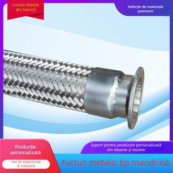 Furtun metalic din oțel inoxidabil 304, ondulat, împletit cu sârmă de oțel, tip collet