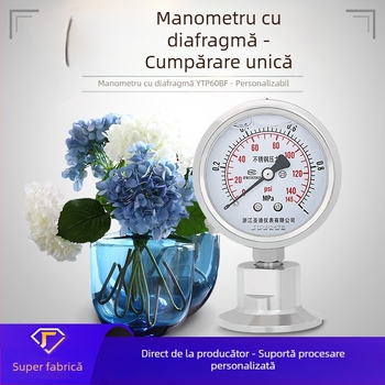 Manometru cu diafragmă sanitar YTP60BF, oțel inoxidabil, conectare tip clemă 50,5 mm, clasă alimentară, montaj rapid