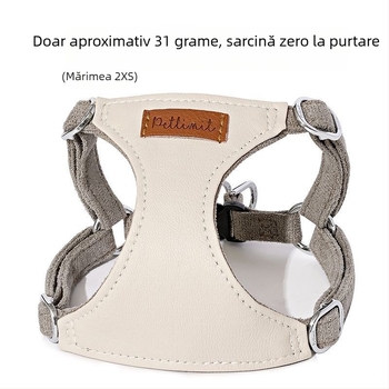 Hamă din piele în stil vestă cu lesă pentru câini mici și cățeluși