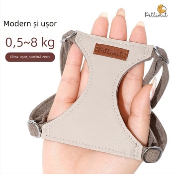 Hamă din piele în stil vestă cu lesă pentru câini mici și cățeluși