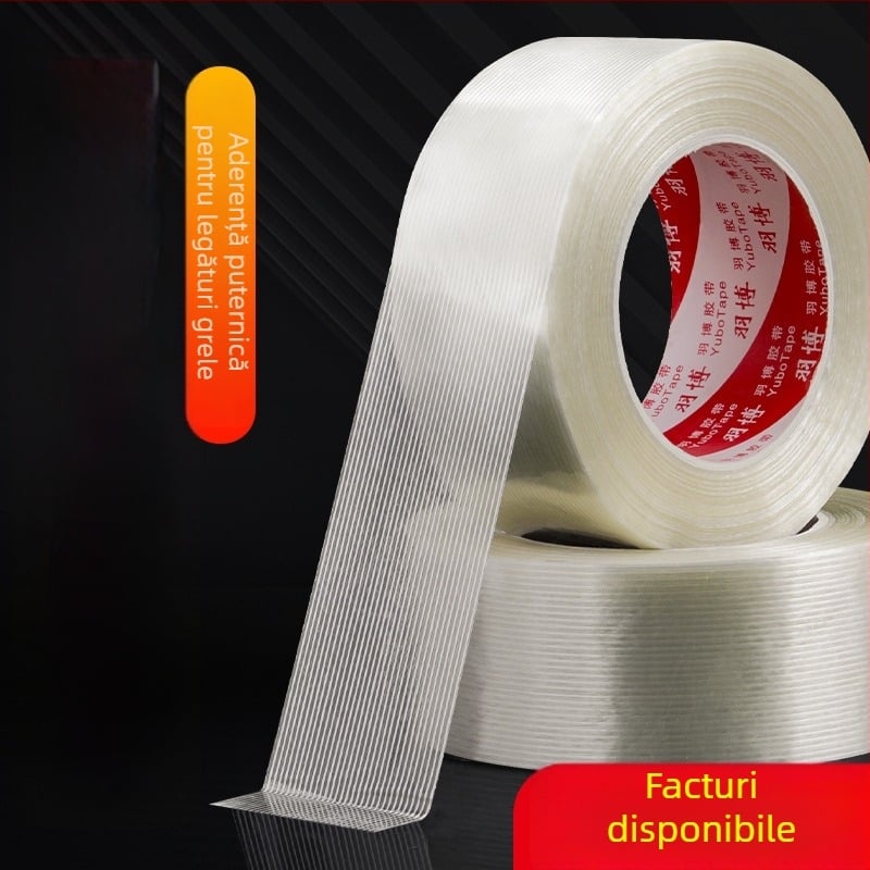 Bandă transparentă din fibră de sticlă cu aderență mare pentru cabluri electrice și împachetări, rezistentă la temperaturi înalte