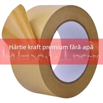 Bandă din hârtie kraft rezistentă la temperaturi înalte, cu vâscozitate mare, suprafață de scriere, biodegradabilă, mată, autocolantă pentru ambalare, 50mm x 50m, grosime 0,13mm