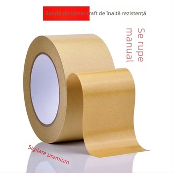 Bandă din hârtie kraft rezistentă la temperaturi înalte, cu vâscozitate mare, suprafață de scriere, biodegradabilă, mată, autocolantă pentru ambalare, 50mm x 50m, grosime 0,13mm