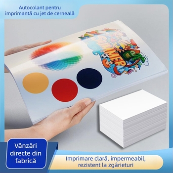 Hârtie autocolantă PET transparentă pentru imprimare cu laser și inkjet, lucioasă, rezistentă la apă și la ulei