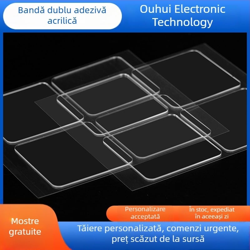 Bandă dublu adezivă transparentă, nano, industrială, puternică pentru montaj pe peretele din baie, antiderapantă, fără reziduuri, ambalată individual pentru copii
