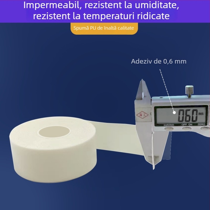Bandă dublu-adezivă din spumă, aderență puternică, adeziv PU moale, detașabilă, fără reziduuri