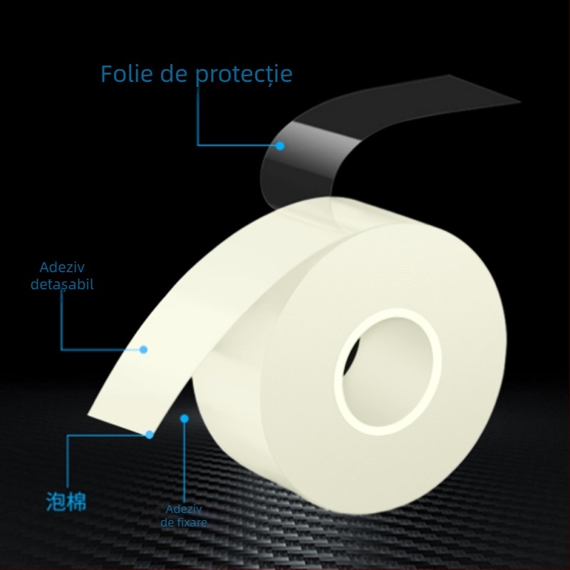 Bandă dublu-adezivă din spumă, aderență puternică, adeziv PU moale, detașabilă, fără reziduuri