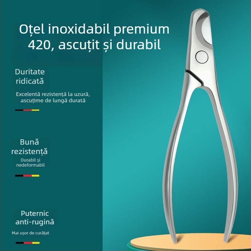 Clește de unghii pentru pisici și câini, deschidere mare, formă de semilună, oțel inoxidabil