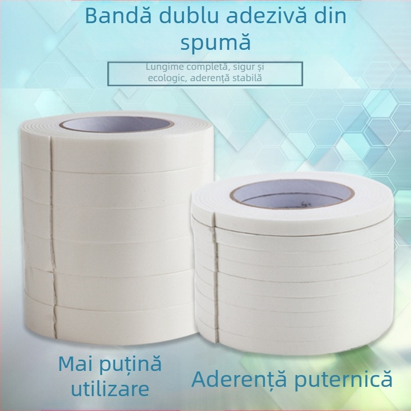 Bandă de spumă PE, dublu-adezivă, cu textură burete, îngroșată
