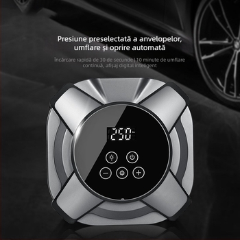Pompa de cauciuc pentru mașină cu afișaj digital, 12V, 30 cilindri