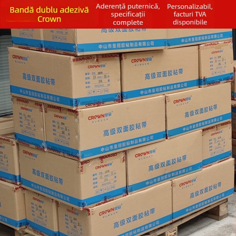 Bandă dublu adezivă Crown DS10 pentru broderie, lățimi 1.0–3.0 cm, suprafață de scriere, specificații personalizabile