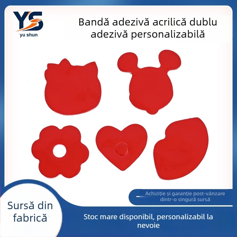 Bandă dublu adezivă acrilică pentru plăcuțe de mașină, aderență puternică, fără reziduuri, film gri cu strat roșu de eliberare