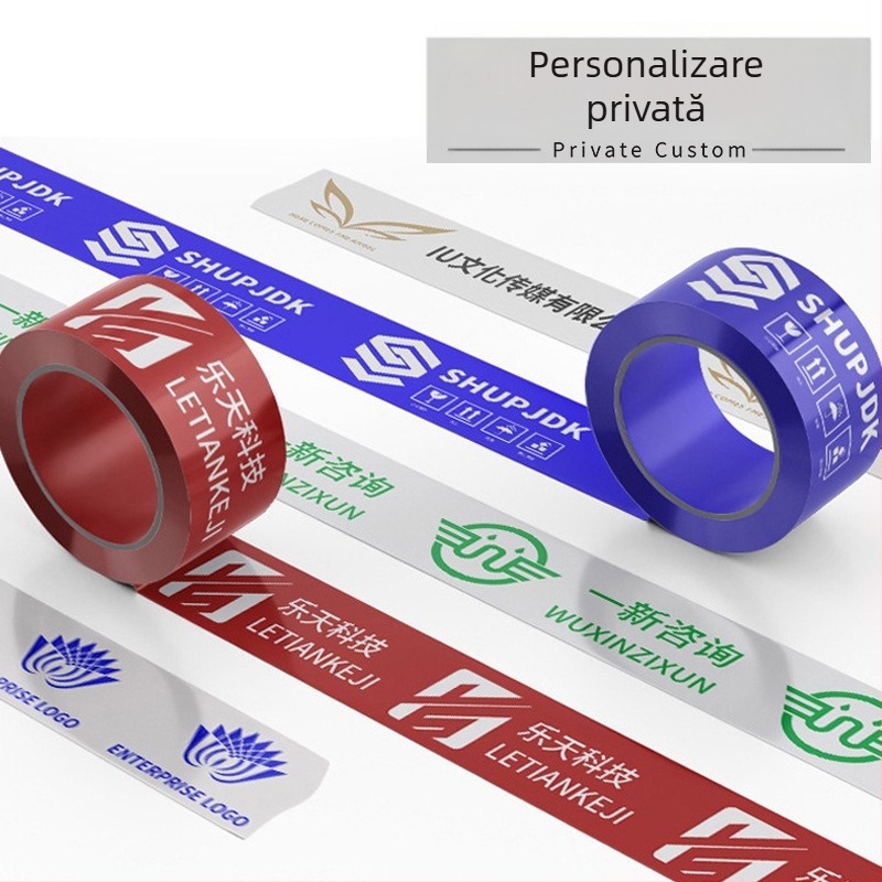 Bandă personalizată cu logo de avertizare, bandă de ambalare transparentă