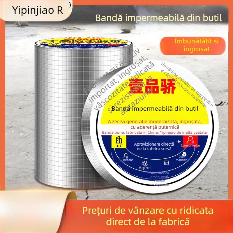 Bandă autoadezivă din butil pentru reparații de infiltrații pe țiglele din oțel colorat și case din tablă, etanșare puternică a găurilor, lungime 10 m, lățime 5–100 cm