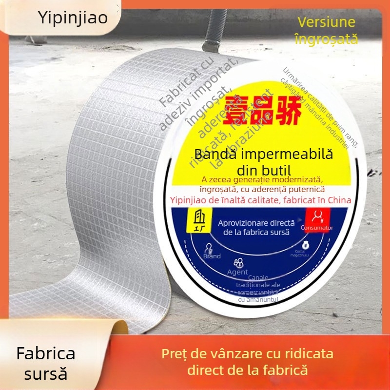Bandă autoadezivă din butil pentru reparații de infiltrații pe țiglele din oțel colorat și case din tablă, etanșare puternică a găurilor, lungime 10 m, lățime 5–100 cm
