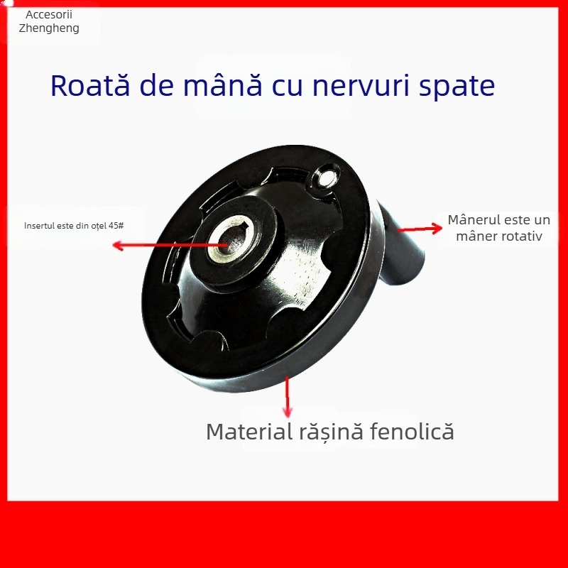 Manivelă Bakelite pentru utilaje, manivelă reglabilă pentru strung/freză 125/160/180 mm, cu șurub de fixare și spate nervurat
