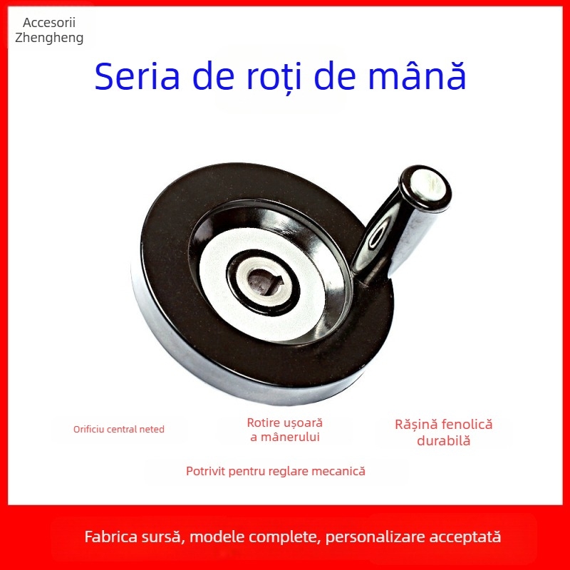 Manivelă Bakelite pentru utilaje, manivelă reglabilă pentru strung/freză 125/160/180 mm, cu șurub de fixare și spate nervurat