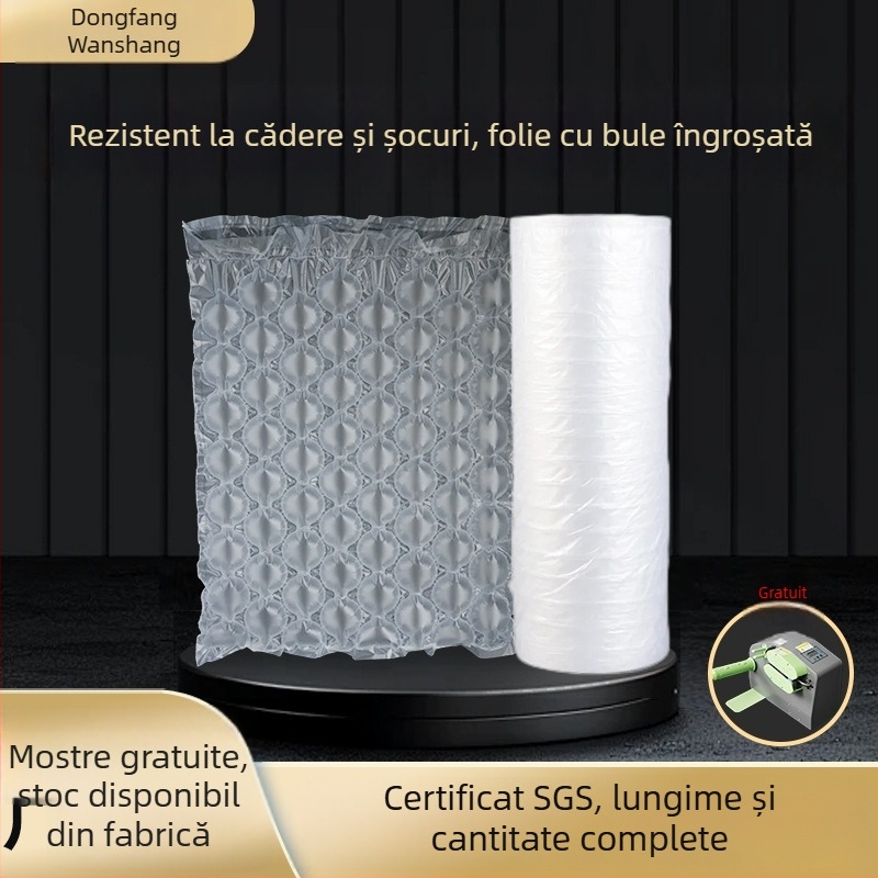 Folie cu bule mare, lățime 40 cm, lungime 300 cm, bule mari de 40 mm, amortizare cu aer, rolă cu bule, pompă inclusă