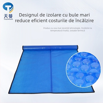Film izolant pentru piscină cu bule albastre, bule medii, lățime 3 m