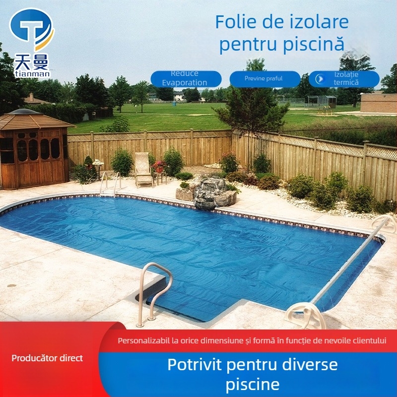 Film izolant pentru piscină cu bule albastre, bule medii, lățime 3 m