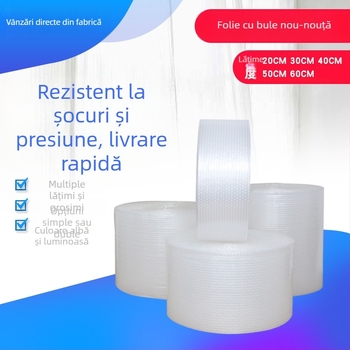 Role de folie cu bule, lățime 50 cm, lungime 55 m, albă, bule medii