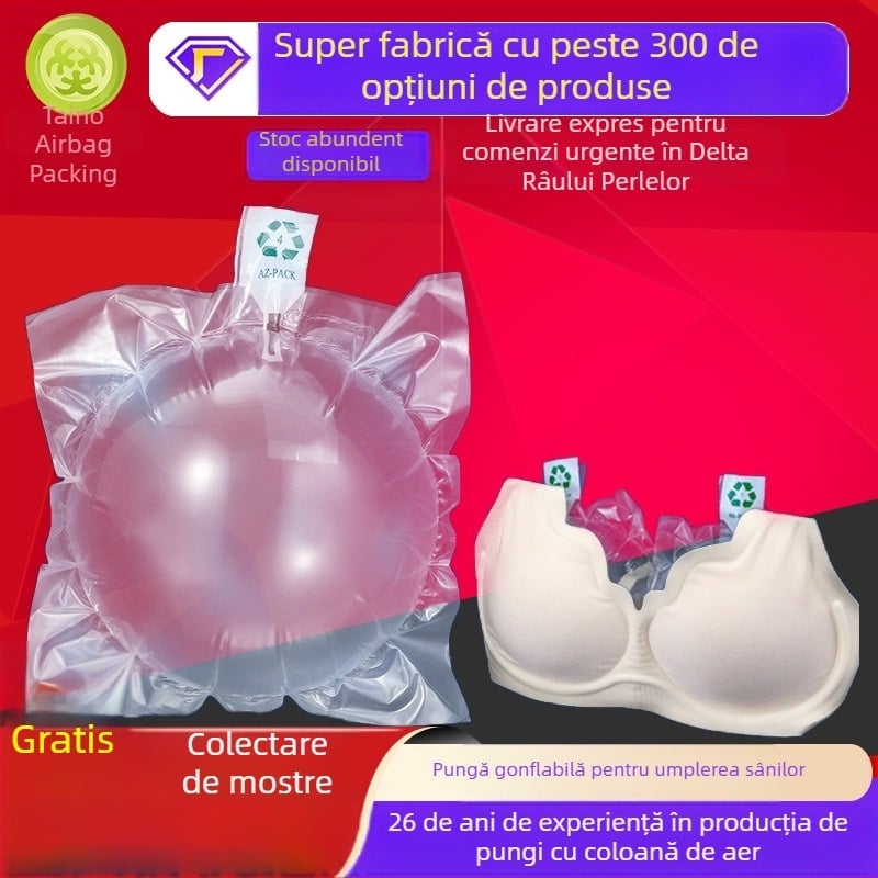 Geantă de ambalaj gonflabilă cu umpluturi aeriene rotunde pentru protecția lenjeriei și susținerea sutienului
