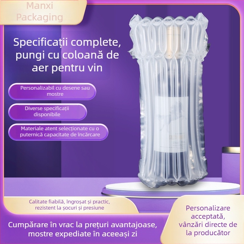 Împachetare cu coloană de bule pentru vin, 7 coloane, dimensiuni 30/32/34 cm