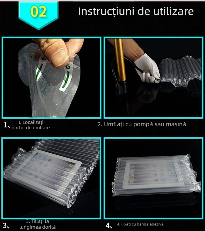 Geantă personalizată cu coloană de aer pentru protecție la șocuri și căderi, ambalare lapte praf, tampon cu coloană de bule