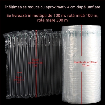 Material de rolă cu coloană de bule, personalizat, pentru saci cu coloană de aer, întărit PE+PA, 70 cm, potrivit pentru vin, cosmetică, meșteșuguri, produse digitale și plante